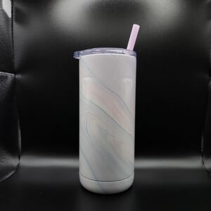 Stainless Steel Marble Tumbler with Straw